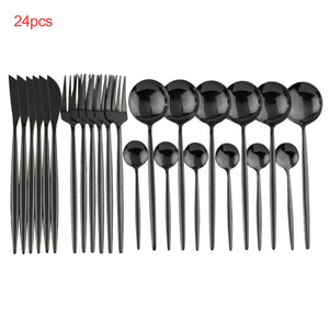 Elevate Your Dining Experience with Our 24Pcs Luxury Stainless Steel Cutlery Set